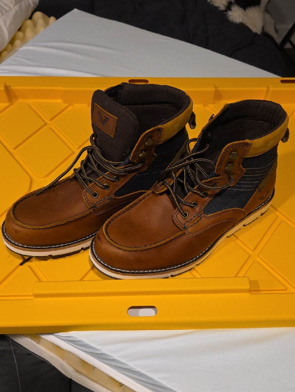 Men's Brown Leather Lace-Up Work Boots - Territory
